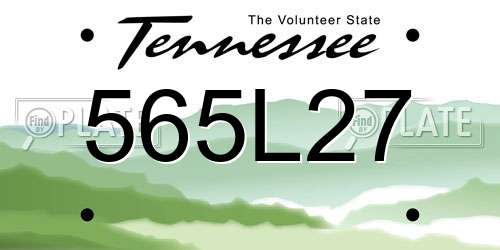 565L27 Tennessee License Plate