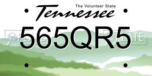565QR5 Tennessee License Plate