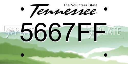 5667FF Tennessee License Plate