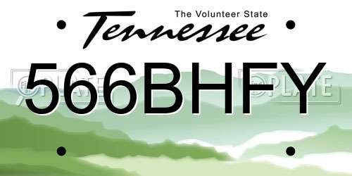 566BHFY Tennessee License Plate