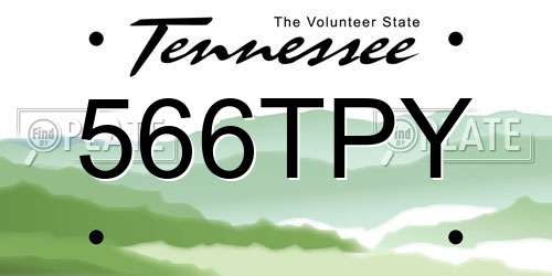 566TPY Tennessee License Plate