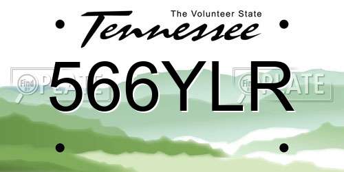 566YLR Tennessee License Plate