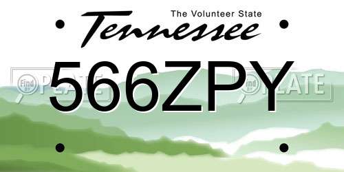 566ZPY Tennessee License Plate