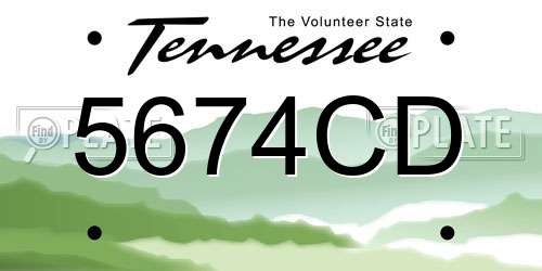 5674CD Tennessee License Plate