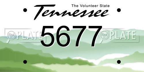 5677 Tennessee License Plate