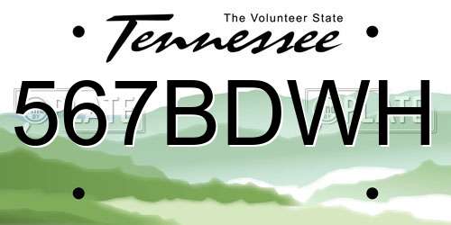 567BDWH Tennessee License Plate