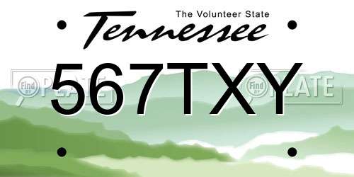 567TXY Tennessee License Plate
