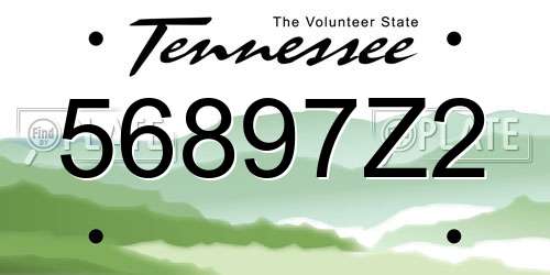 56897Z2 Tennessee License Plate
