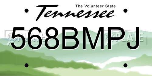 568BMPJ Tennessee License Plate
