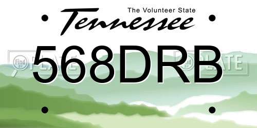 568DRB Tennessee License Plate