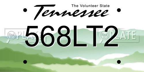 568LT2 Tennessee License Plate