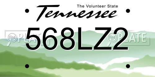 568LZ2 Tennessee License Plate