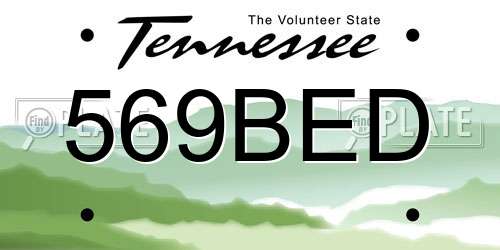 569BED Tennessee License Plate