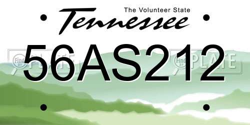56AS212 Tennessee License Plate