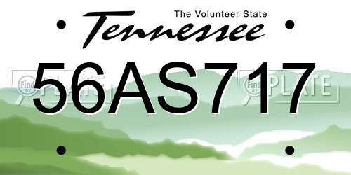 56AS717 Tennessee License Plate