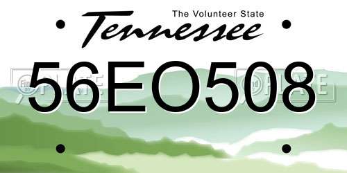 56EO508 Tennessee License Plate