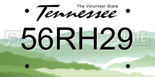 56RH29 Tennessee License Plate