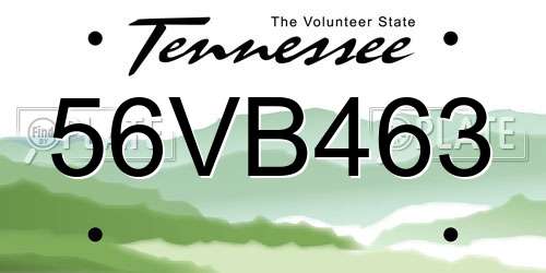56VB463 Tennessee License Plate