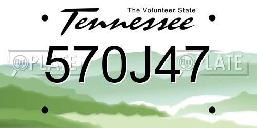 570J47 Tennessee License Plate