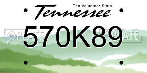 570K89 Tennessee License Plate