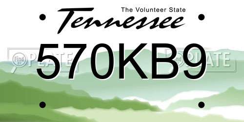 570KB9 Tennessee License Plate