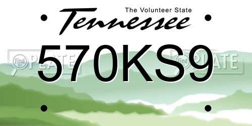 570KS9 Tennessee License Plate