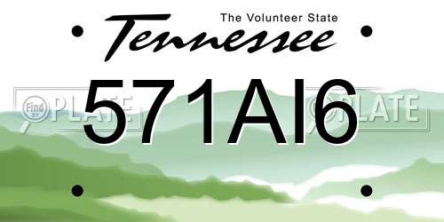 571AI6 Tennessee License Plate