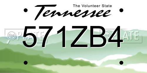 571ZB4 Tennessee License Plate