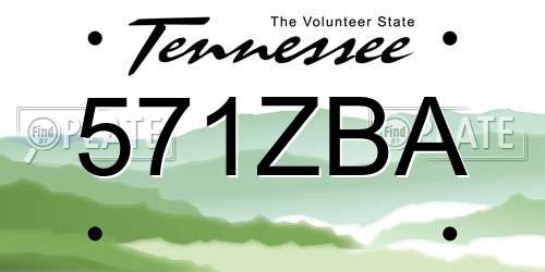571ZBA Tennessee License Plate