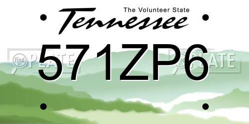 571ZP6 Tennessee License Plate