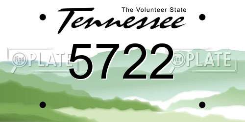 5722 Tennessee License Plate