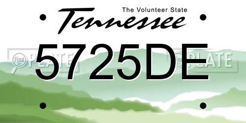 5725DE Tennessee License Plate