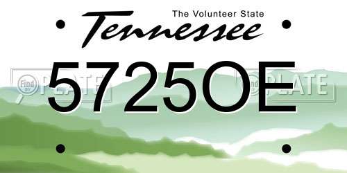 5725OE Tennessee License Plate