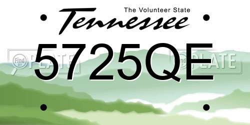 5725QE Tennessee License Plate