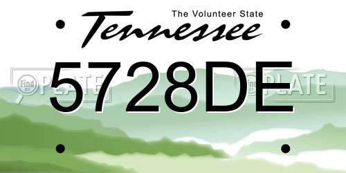 5728DE Tennessee License Plate