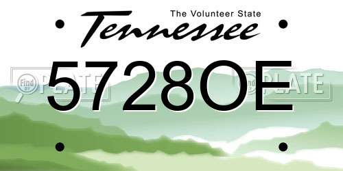 5728OE Tennessee License Plate