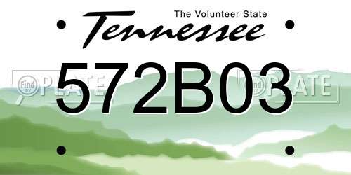 572B03 Tennessee License Plate