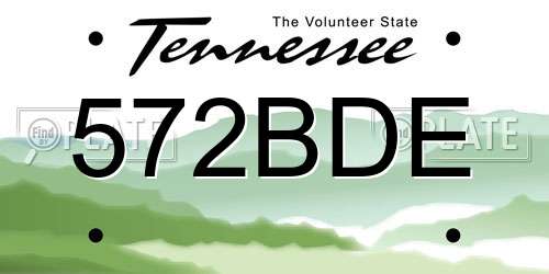572BDE Tennessee License Plate