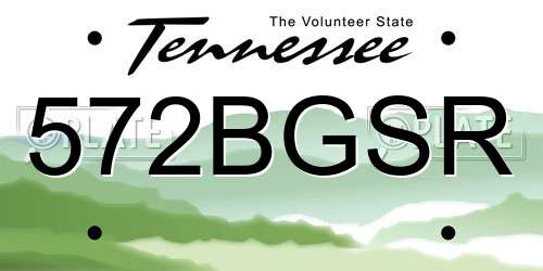 572BGSR Tennessee License Plate