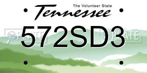 572SD3 Tennessee License Plate