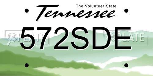 572SDE Tennessee License Plate