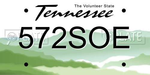 572SOE Tennessee License Plate