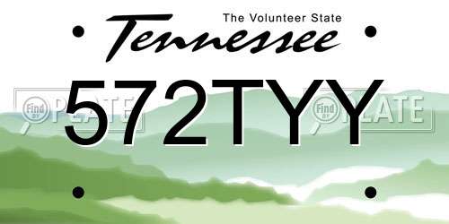 572TYY Tennessee License Plate