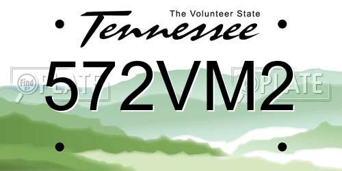 572VM2 Tennessee License Plate