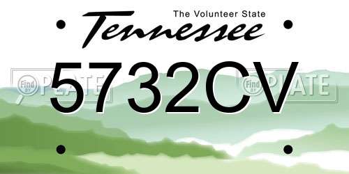 5732CV Tennessee License Plate