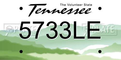 5733LE Tennessee License Plate