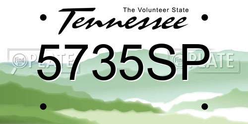 5735SP Tennessee License Plate