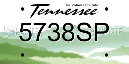 5738SP Tennessee License Plate