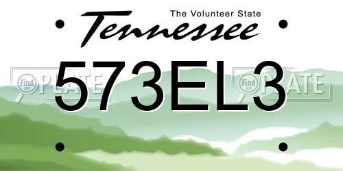573EL3 Tennessee License Plate