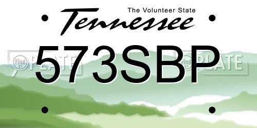 573SBP Tennessee License Plate